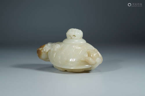 A Carved Jade Turtle And Dragon Ornament