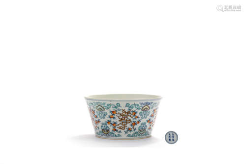A Doucai Character ‘Shou’ Floral Bowl