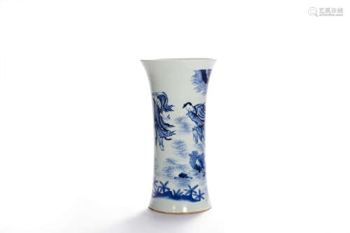 A Blue And White Figural Beaker Vase