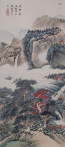 A Chinese Landscape Painting Scroll, Wu Hufan Mark