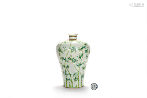 A Famille Rose Bamboo Meiping Vase