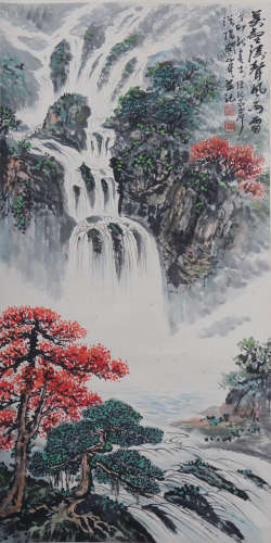 A Chinese Landscape Painting Scroll, Guan Shanyue Mark