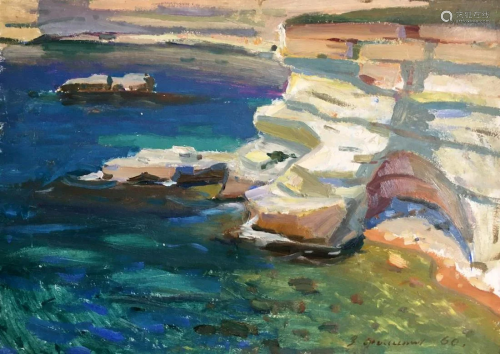 Oil painting Shore landscape Filippov Z. I.