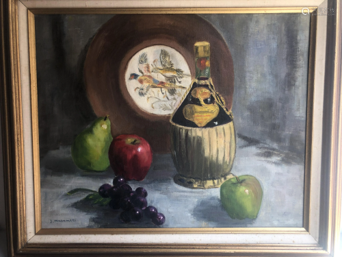 MODERN STILL LIFE ON BOARD SIGNED BY J Musumeci