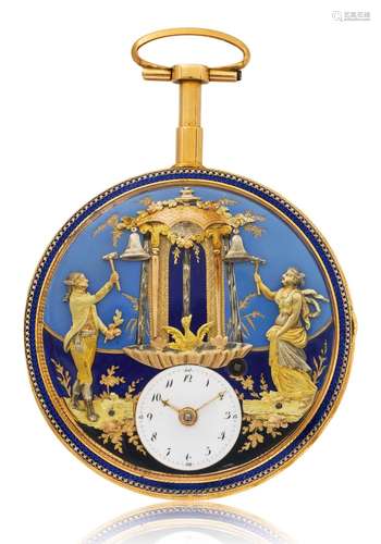 Veigneur Frères, rarissime et grande montre de poche en or é...