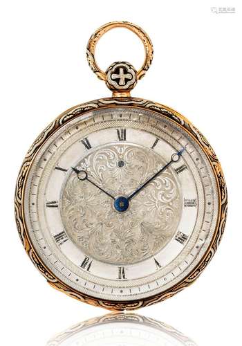 Ingold, exceptionnelle montre de poche en émail, vers 1820.O...