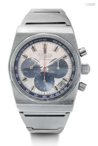 Zenith, El Primero Chronograph, années 70. Acier inoxydable....