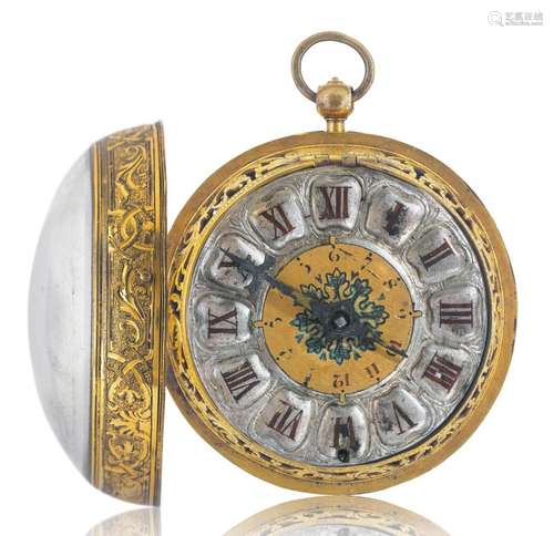 Voisin, très ancienne et rare horloge à verge avec alarme, v...