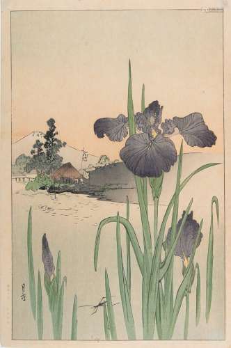 YOSHIMOTO GESSO 吉本月荘(1881-1936) Iris au bord de la riviè...