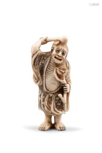 *TAKENOBU 武信 - UN KATABORI NETSUKE EN IVOIRE 