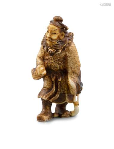 GYOKUSHO / GYOKUSHOU 玉昇 - UN NETSUKE KATABORI EN IVOIRE 