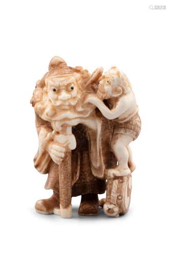 GYOKUSHO / GYOKUSHOU 玉昇 - KATABORI NETSUKE EN IVOIRE 