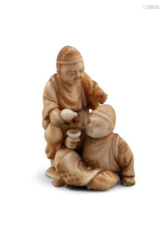 *ICHIGYOKU一玉 : KATABORI NETSUKE EN IVOIRE 