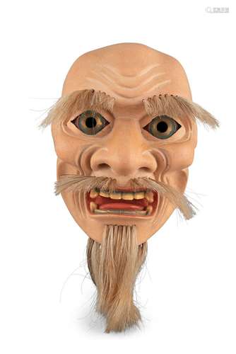 A PROBABLY KYOGEN THEATER MASK OF AN OLD MAN Japan, Taisho t...