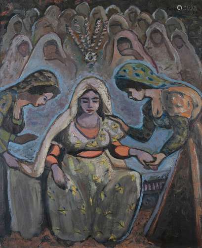 AMMAR FARHAT (1911-1987) La mariée tunisienne Huile sur toil...