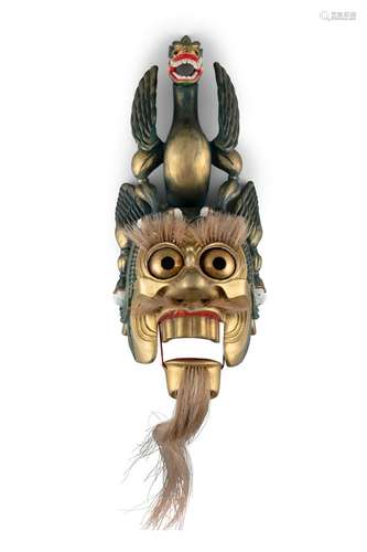 A BUGAKU THEATER MASK OF RYO-O 舞楽面 陵王 ALSO KNOWN AS THE...