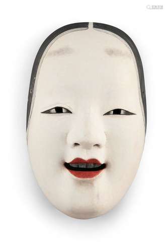 A NOH THEATER MASK OF MAMBI Japan, Showa period A lacquered ...