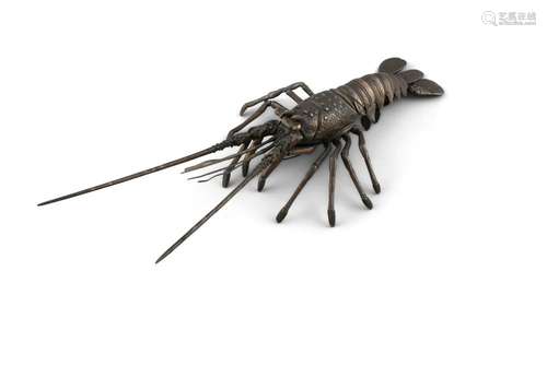 GRAND OKIMONO JIZAI EN BRONZE D'UN LOBSTER / ROBUSUTA Japon,...