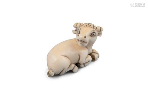 *HOSAI方- : UN KATABORI NETSUKE EN IVOIRE 'OX' Japon, Tokyo,...