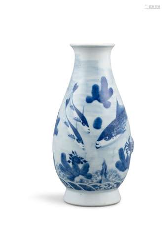 VASE POUR BOUTEILLE EN PORCELAINE BLEU ET BLANC 