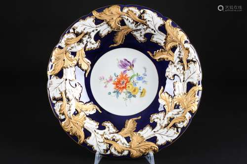 Meissen Prunkschale kobaltblau Blumenmalerei, porcelain bowl...