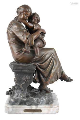 A.J. Scotte (1885-1905) Figur Premiere Caresses - Mutter mit...