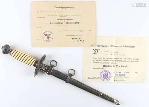 3.Reich - Offiziersdolch mit 2 Reichsdokumenten, officer's d...