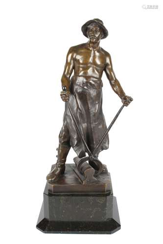 A. Lagarde Bronze Eisenbahnarbeiter, bronze sculpture railro...