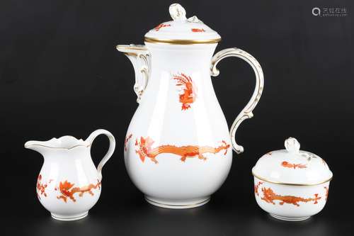 Meissen Roter Mingdrache Kaffeekern, coffee set,