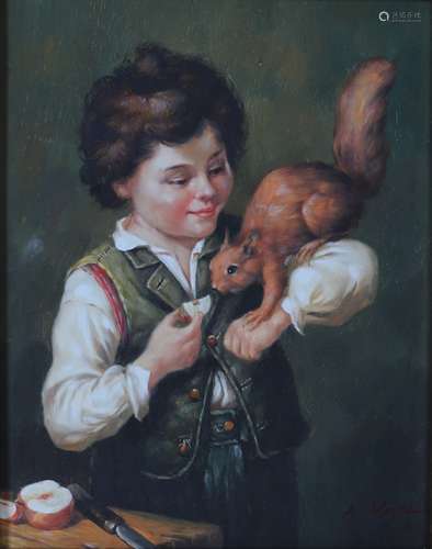 Junge mit Eichhörnchen A. Moyse, boy with squirrel,