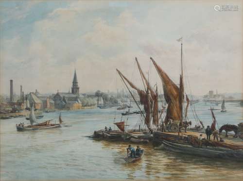 A. Dawsen - Themse am Battersea Reach von 1889, river Thames...