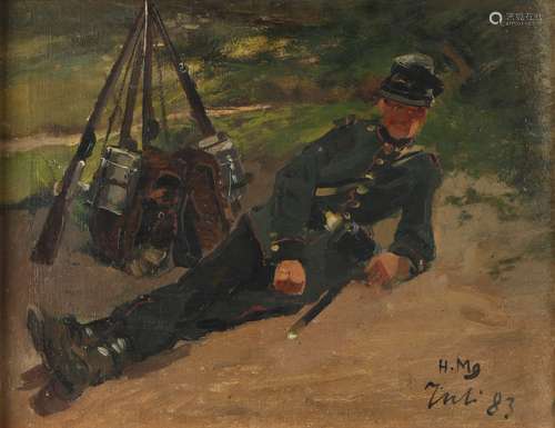 Hugo Mühlig (1854-1929) ruhender Soldat, resting soldier,