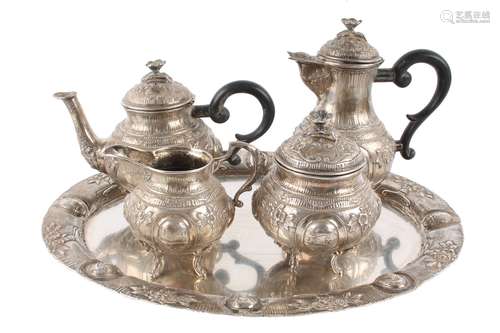 800 Silber Kaffee und Teeset, Hanau Ludwig Neresheimer, silv...