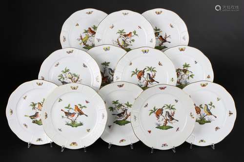 Herend Rothschild 12 Speiseteller, dining plates,