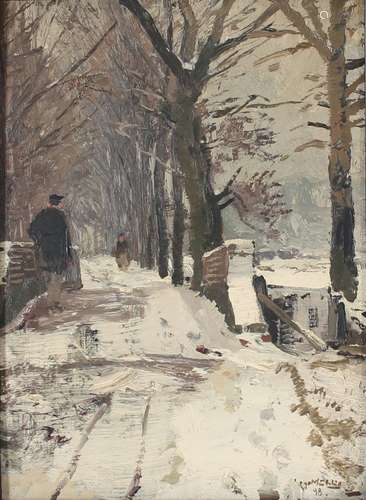 Hugo Mühlig (1854-1929) Allee bei Düsseltal im Winter, avenu...