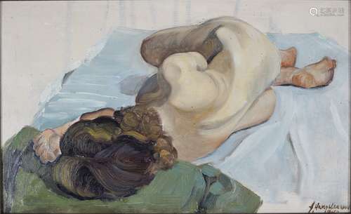 S. Hanselmann (XX) liegender Frauenakt 1942, reclining nude ...