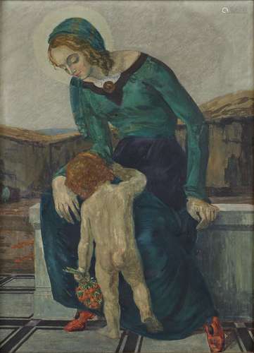 Karl Blocherer (1889-1964) Mutter mit Kleinkind,