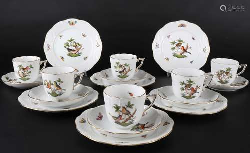 Herend Rothschild 6 Kaffeegedecke, coffee cups,