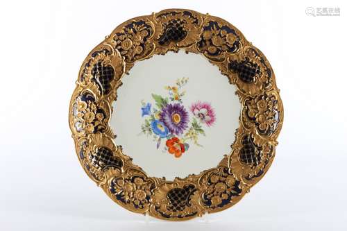 Meissen Prunkschale kobaltblau Blumenmalerei, porcelain bowl...