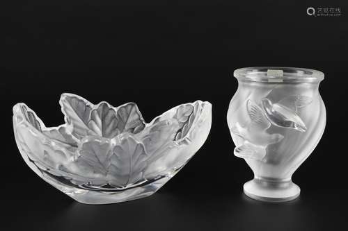 Lalique Dove Vase und Compiegne Schale, french crystal bowl ...