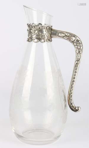 Kristallkanne mit Silbermontierung, silver carafe,