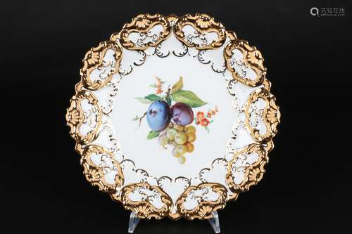 Meissen Prunkteller Obstmalerei, decorative plate with grape...