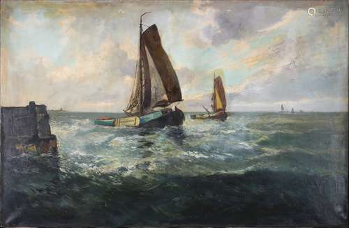 Cornelis de Bruin (1870-1940) Segelschiffe vor Stavoren,