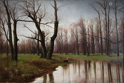 Francesco Capuano (1854-1908) Waldlandschaft mit Fluß,