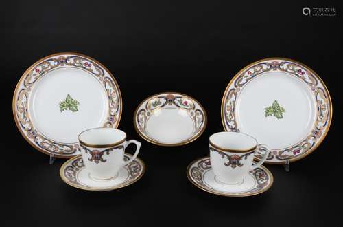 Limoges Cartier La Maison du Prince 2 Kaffeegedecke mit Scha...