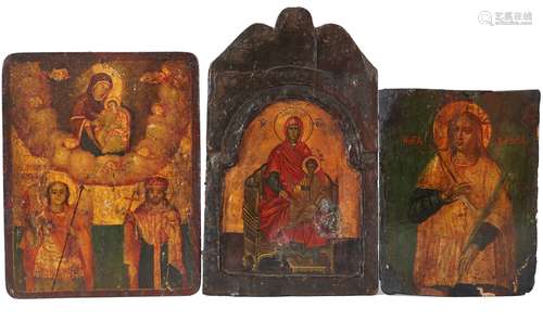 3 Madonnen Ikonen, icons with holy mary,