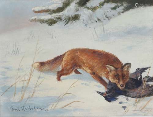 Unbekannter Maler, Fuchs mit Beute, signiert, unknown painte...