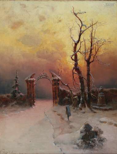 Yuliy Yulevich Klever (1850-1924 Wintertag im Abendrot 1903,