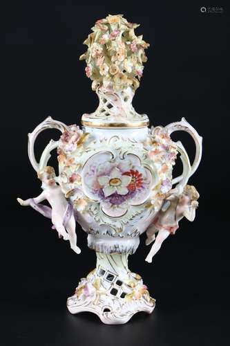 Plaue Schierholz Potpourri-Vase um 1890,