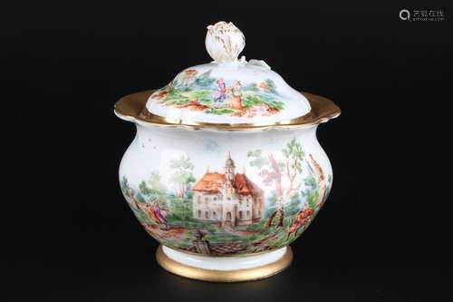 Meissen Prunk Deckeldose / Zuckerdose, porcelain sugar cup,